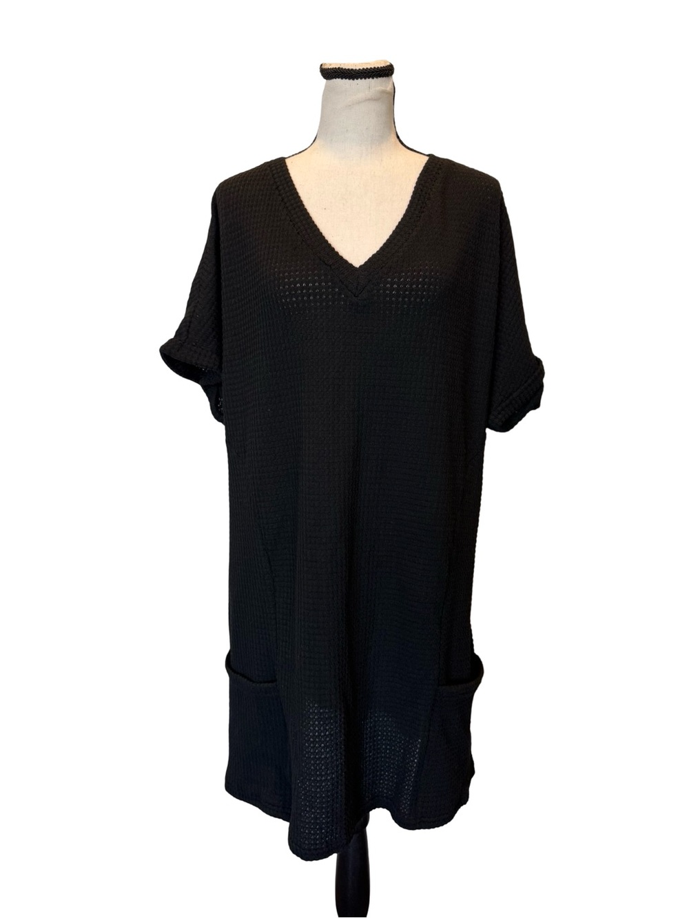 CUPSHE Black Waffle Knit Cover Up Tunic Dress NWT XXL